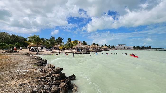 Swimming off the beach